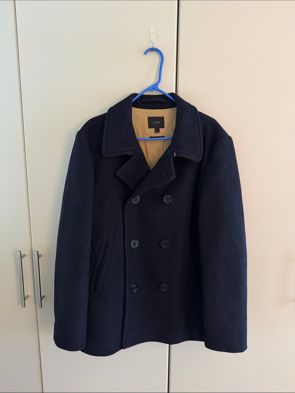 Men’s Double-Breasted Navy Peacoat by J. Crew - Size Large